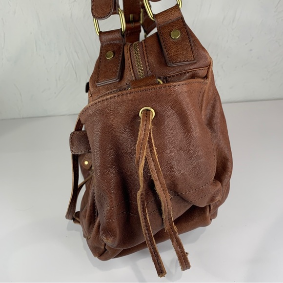 Jesslyn Blake - Anthropologie Large Brown Pebbled Leather Shoulder Bag 17x9x6 - Picture 7 of 15